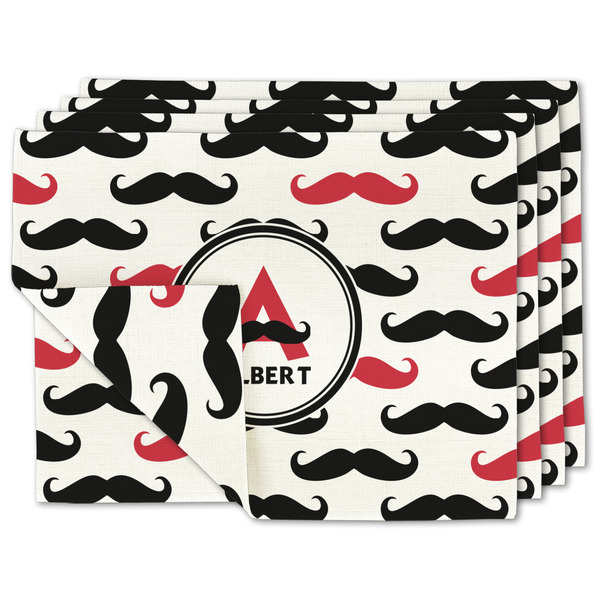 Custom Mustache Print Linen Placemat w/ Name and Initial