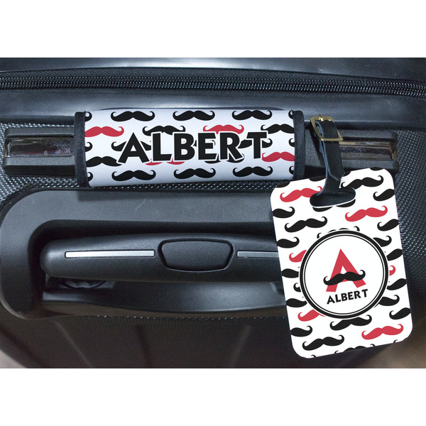 Mustache Print Luggage Wrap & Tag
