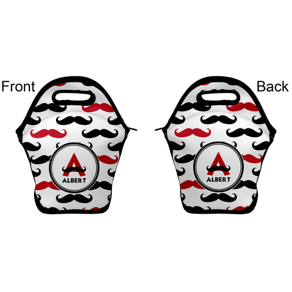 Mustache Print Lunch Bag - Front and Back