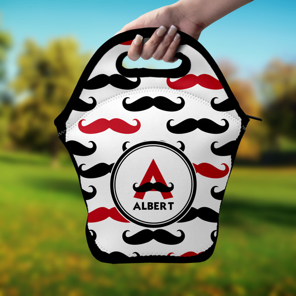 Mustache Print Lunch Bag - Hand