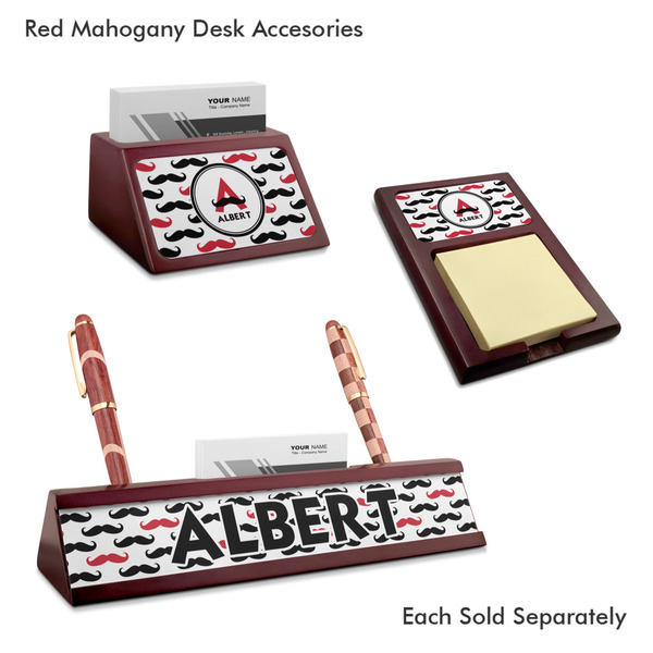 Mustache Print Mahogany Desk Accessories