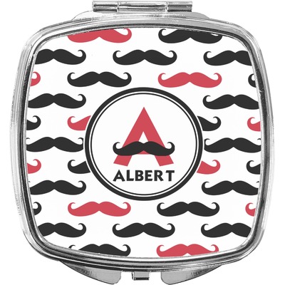 Mustache Print Compact Makeup Mirror (Personalized)