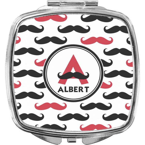 Custom Mustache Print Compact Makeup Mirror (Personalized)