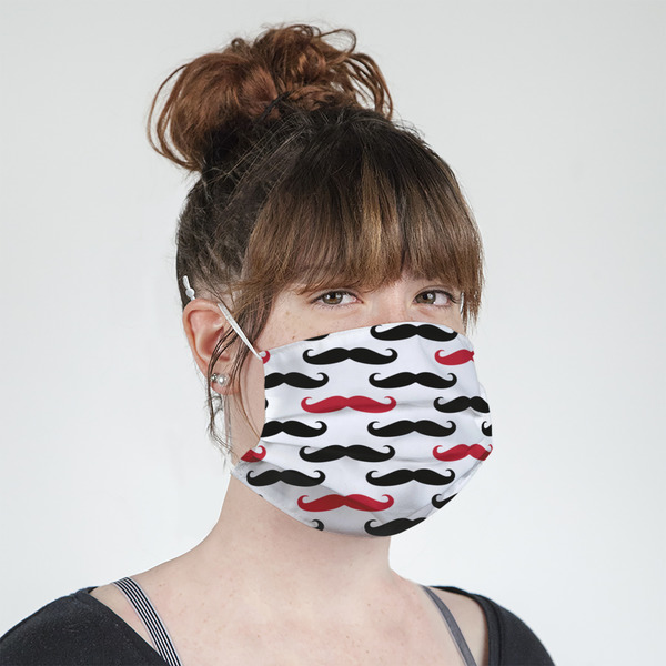 Mustache Print Mask - Quarter View on Girl