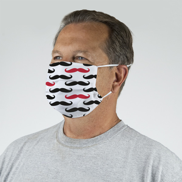 Mustache Print Mask - Quarter View on Guy
