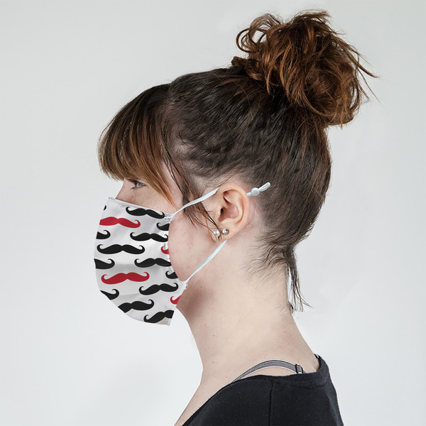 Mustache Print Mask - Side View on Girl