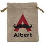 Mustache Print Medium Burlap Gift Bag - Front (Personalized)