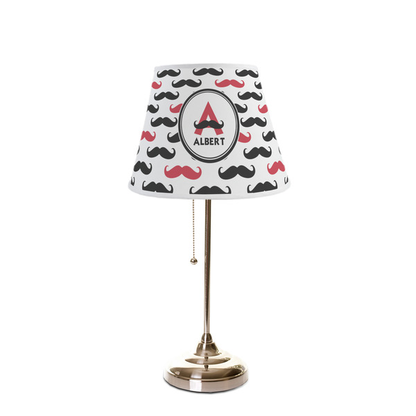 Mustache Print Poly Film Empire Lampshade - On Stand