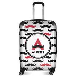 Mustache Print Suitcase - 24" Medium - Checked (Personalized)