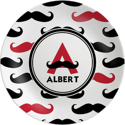 Mustache Print Melamine Plate (Personalized)