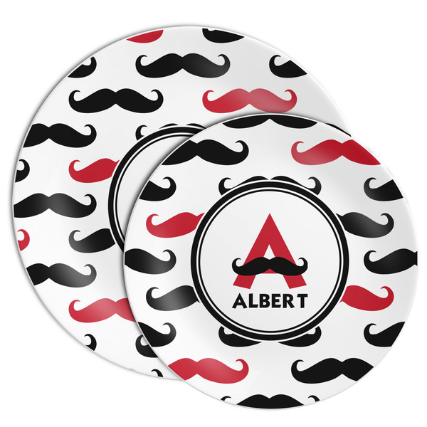 Mustache Print Melamine Plates - PARENT/MAIN
