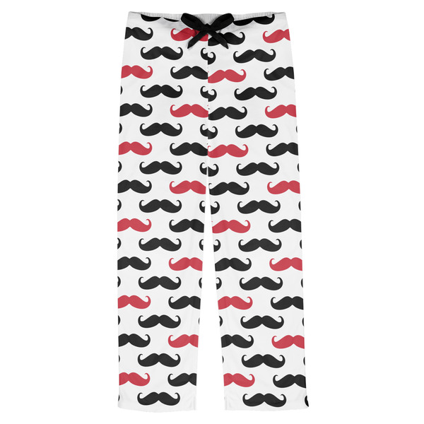 Custom Mustache Print Mens Pajama Pants - XS