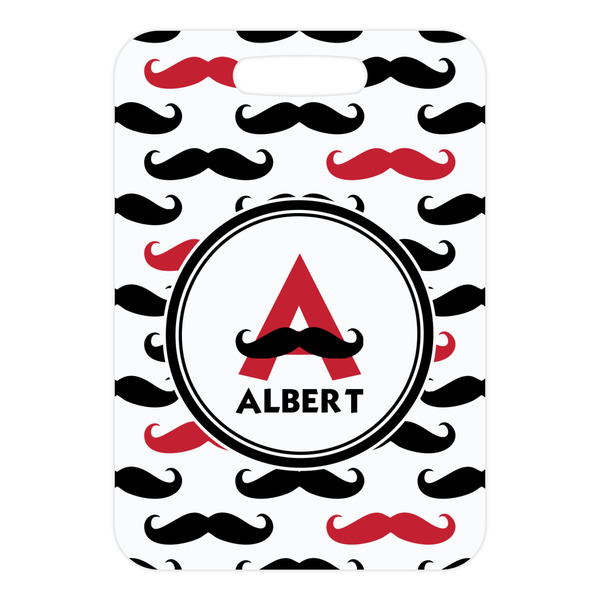 Mustache Print Metal Luggage Tag - Front Without Strap