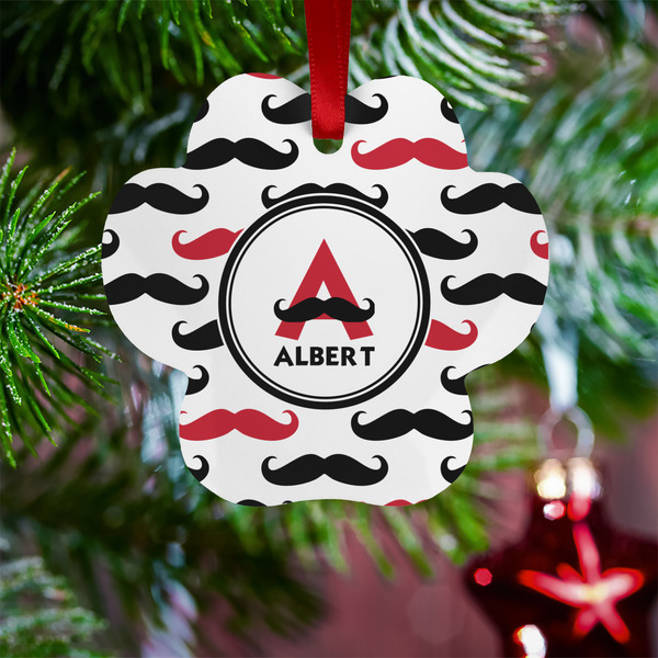 Mustache Print Metal Paw Ornament - Lifestyle