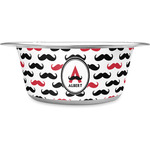 Mustache Print Stainless Steel Dog Bowl (Personalized)