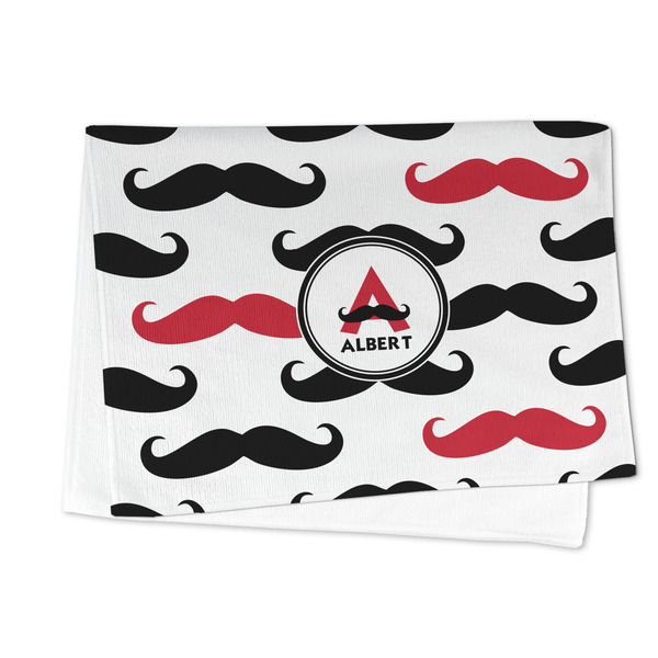 Mustache Print Microfiber Dish Towel - FOLDED HALF