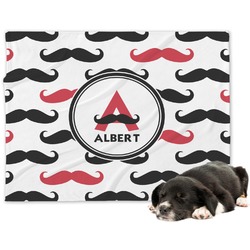 Mustache Print Dog Blanket - Large (Personalized)