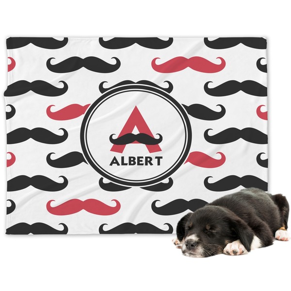 Custom Mustache Print Dog Blanket - Large (Personalized)