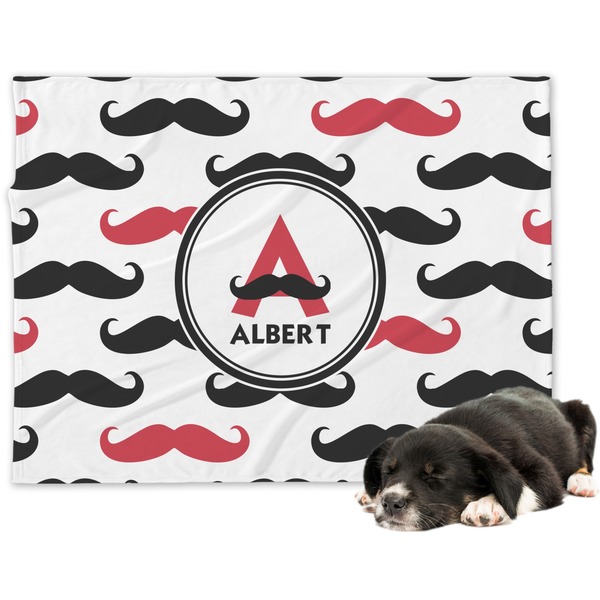 Custom Mustache Print Dog Blanket - Regular (Personalized)