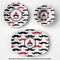 Mustache Print Microwave & Dishwasher Safe CP Plastic Dishware - Group