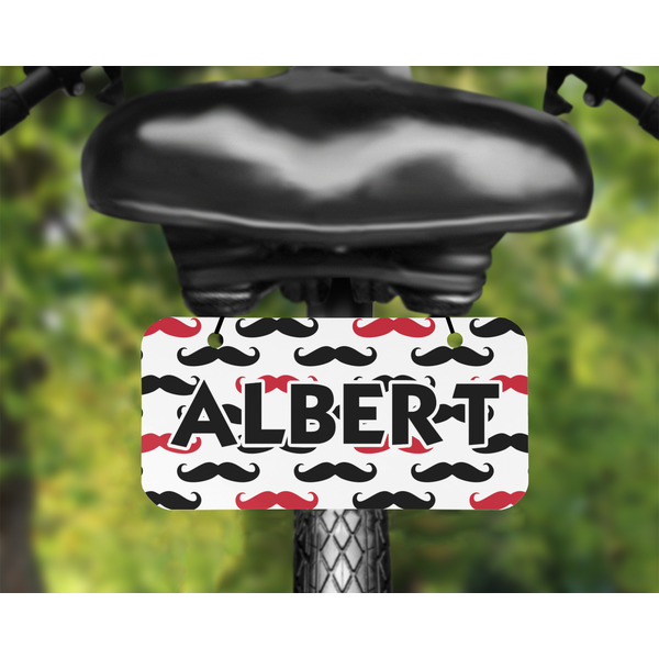 Mustache Print Mini License Plate on Bicycle - LIFESTYLE Two holes
