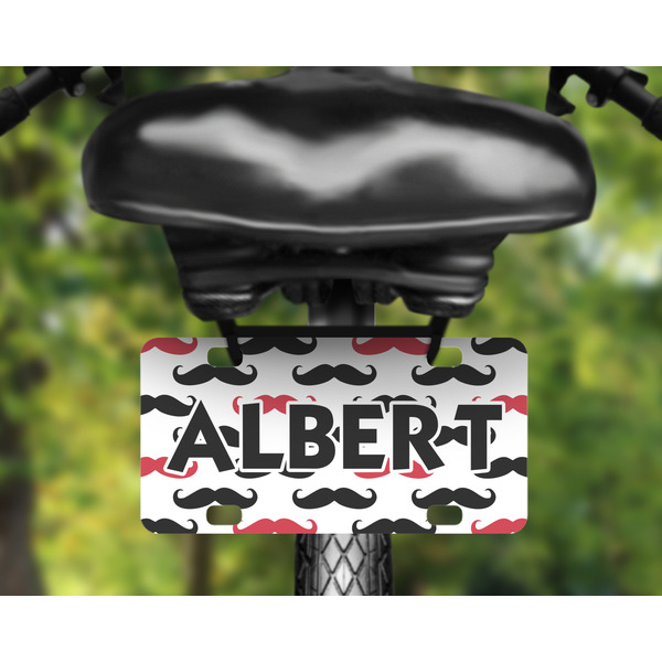 Mustache Print Mini License Plate on Bicycle