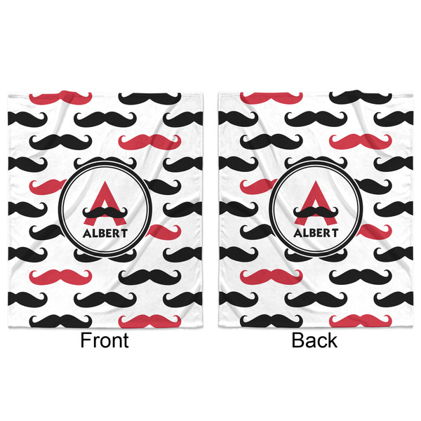 Mustache Print Minky Blanket - 50"x60" - Double Sided - Front & Back