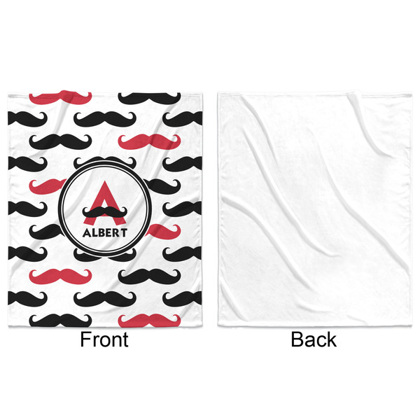Mustache Print Minky Blanket - 50"x60" - Single Sided - Front & Back