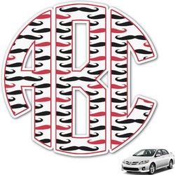 Mustache Print Monogram Car Decal (Personalized)