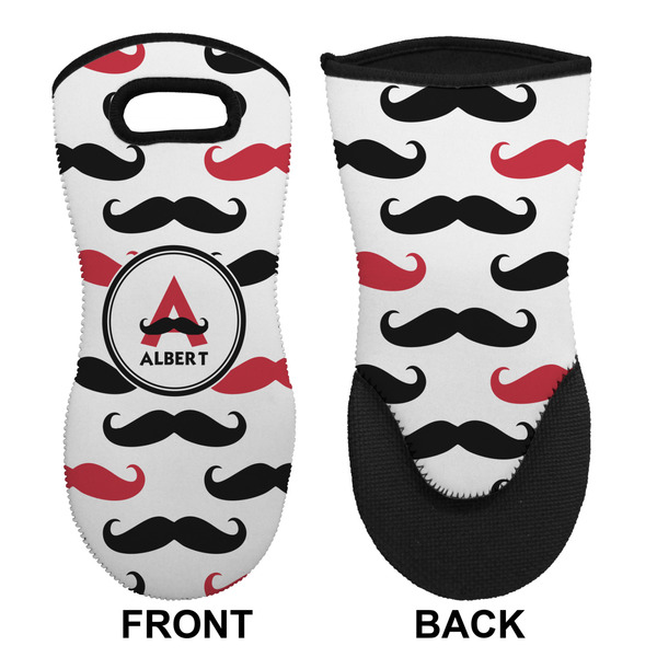 Mustache Print Neoprene Oven Mitt (Front & Back)