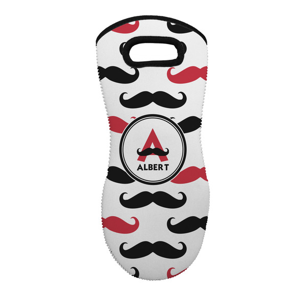 Custom Mustache Print Neoprene Oven Mitt w/ Name and Initial