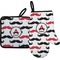 Mustache Print Oven Mitt & Pot Holder Set w/ Name and Initial