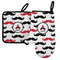 Mustache Print Left Oven Mitt & Pot Holder Set w/ Name and Initial