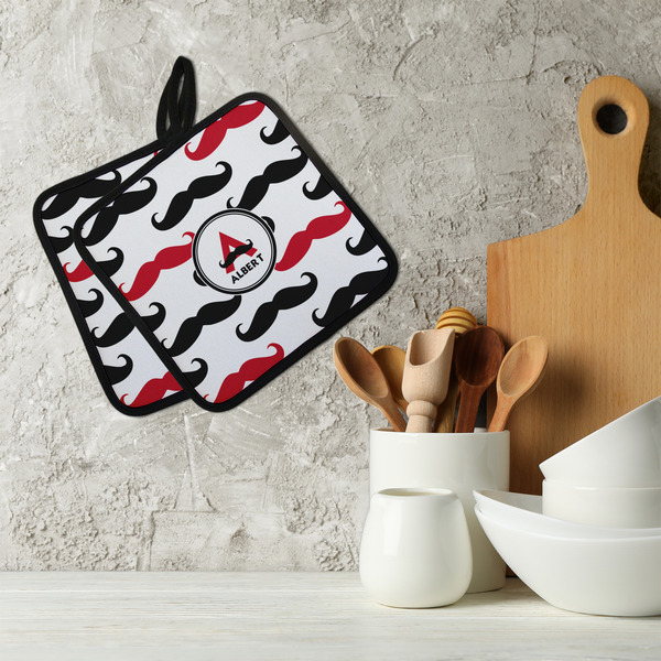 Mustache Print Neoprene Pot Holder - Set of 2  LIFESTYLE