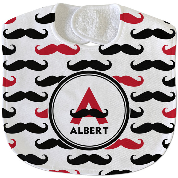 Mustache Print New Baby Bib - Closed and Folded