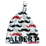 Mustache Print Newborn Hat - Knotted (Personalized)