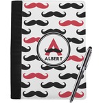 Mustache Print Notebook Padfolio - Large w/ Name and Initial