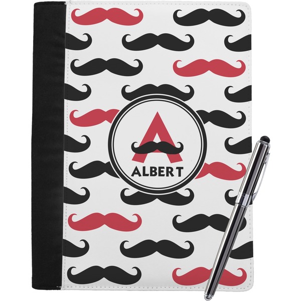 Custom Mustache Print Notebook Padfolio - Large w/ Name and Initial