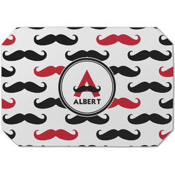 Mustache Print Dining Table Mat - Octagon (Single-Sided) w/ Name and Initial