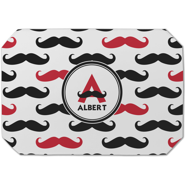 Custom Mustache Print Dining Table Mat - Octagon (Single-Sided) w/ Name and Initial
