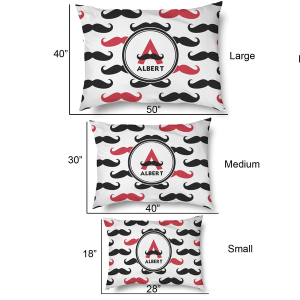 Mustache Print Outdoor Dog Beds - SIZE CHART