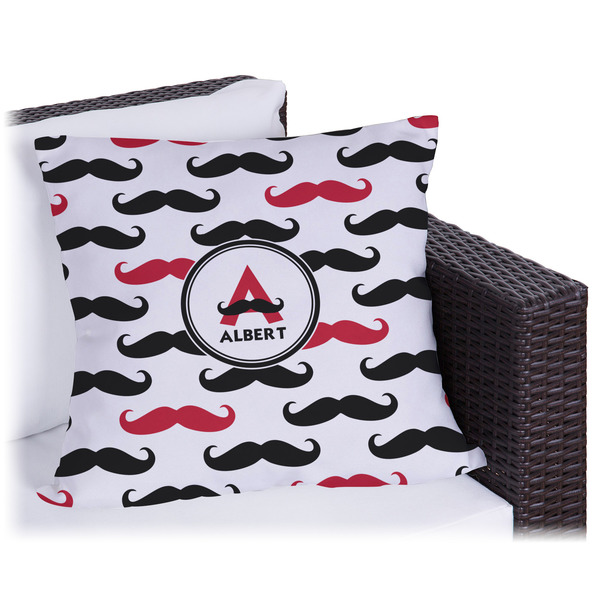 Custom Mustache Print Outdoor Pillow - 18" (Personalized)