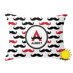Mustache Print Outdoor Throw Pillow (Rectangular) (Personalized)