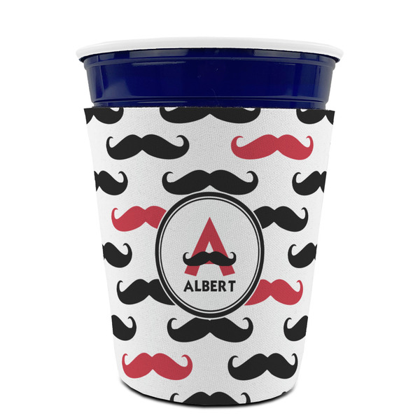 Mustache Print Party Cup Sleeves - without bottom - FRONT (on cup)