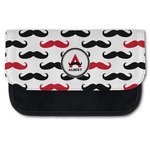 Mustache Print Canvas Pencil Case w/ Name and Initial