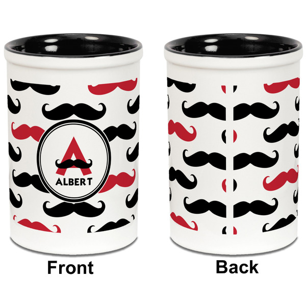 Mustache Print Pencil Holder - Black - approval