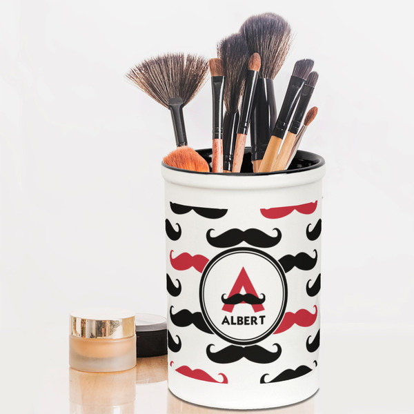 Mustache Print Pencil Holder - LIFESTYLE makeup