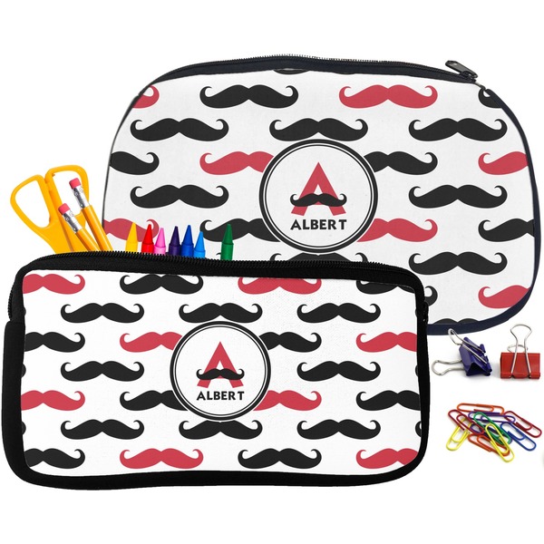 Mustache Print Pencil / School Supplies Bags Small and Medium