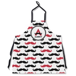 Mustache Print Apron Without Pockets w/ Name and Initial
