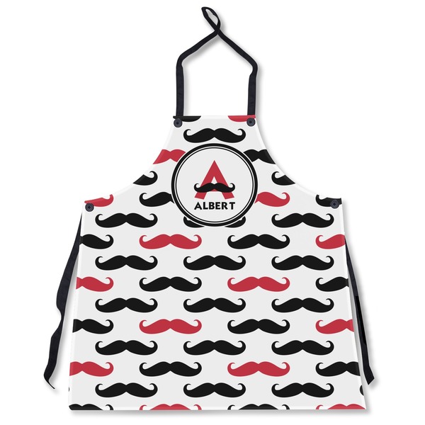 Custom Mustache Print Apron Without Pockets w/ Name and Initial